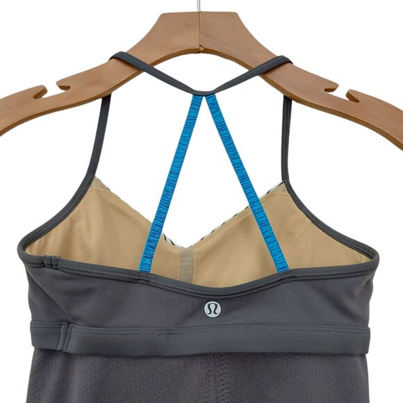 Lululemon Bend & Flow Tank Womens 2 Gray Striped Breathable Yoga Athletic Gym - Picture 8 of 9